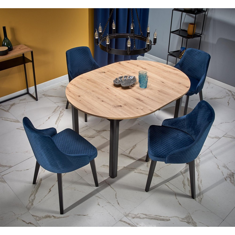 Stół okrągły rozkładany loft Ringo 102 dąb aristan/czarny marki Halmar