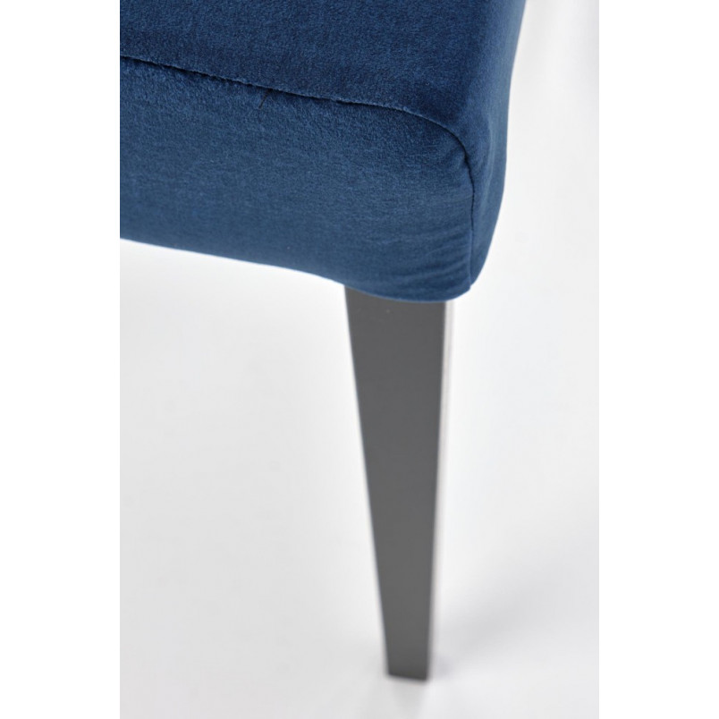Klasyczne krzesło welurowe z drewnianymi nogami Clarion II czarny/granatowy