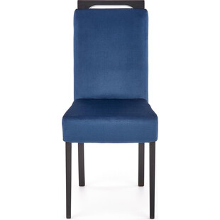 Klasyczne krzesło welurowe z drewnianymi nogami Clarion II czarny/granatowy