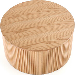 Stolik drewniany okrągły w stylu boho Woody 80 naturalny marki Halmar