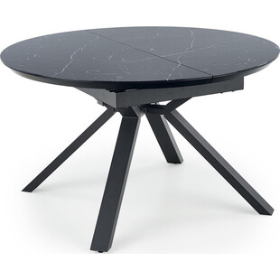 Stół okrągły rozkładany Vertigo 130 czarny marmur/czarny marki Halmar
