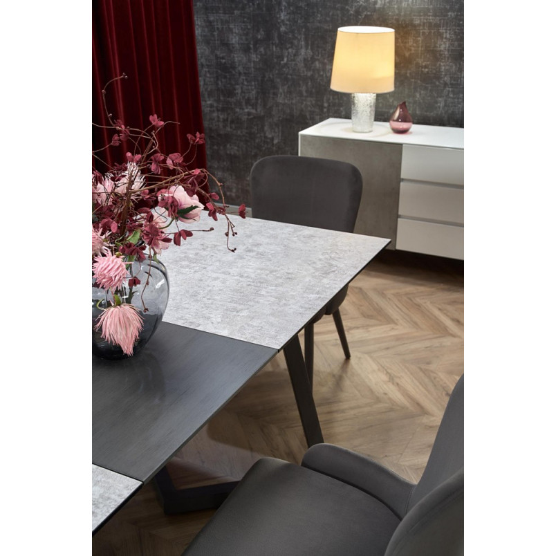 Stół rozkładany ze szklanym blatem Tiziano 160x90 szary marki Halmar