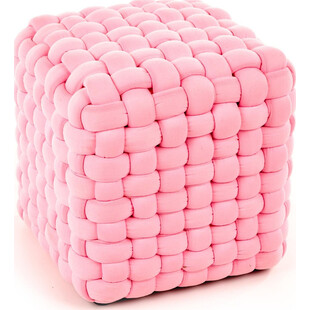 Pufa pleciona kwadratowa dla dzieci Rubik jasny różowy marki Halmar