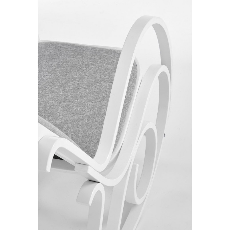 Fotel bujany tapicerowany w stylu kolonialnym Max Bis Plus biało-szary marki Halmar