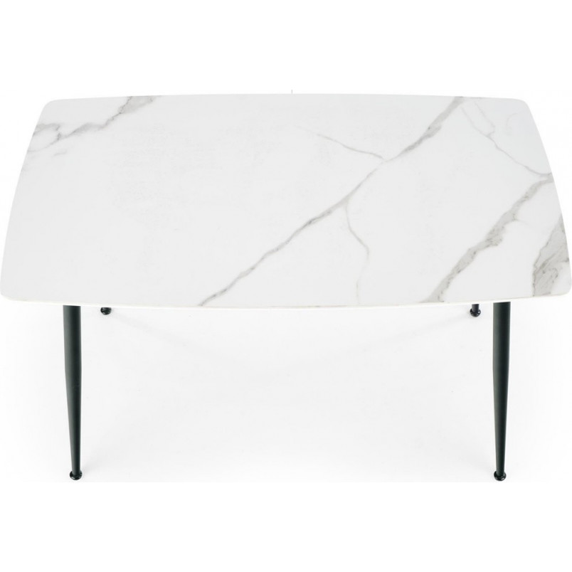 Stół szklany glamour Marco 120x70 biały marmur/czarny marki Halmar