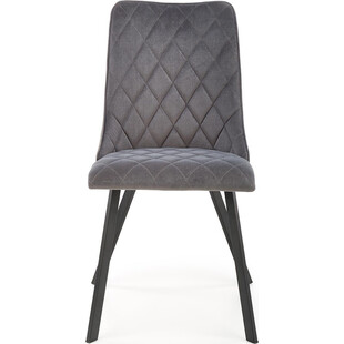 Krzesło welurowe pikowane do jadalni K450 szare marki Halmar