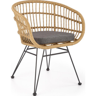 Krzesło rattanowe z poduszką K456 naturalny/popielaty marki Halmar