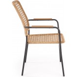Krzesło rattanowe z podłokietnikami na taras K457 naturalne marki Halmar