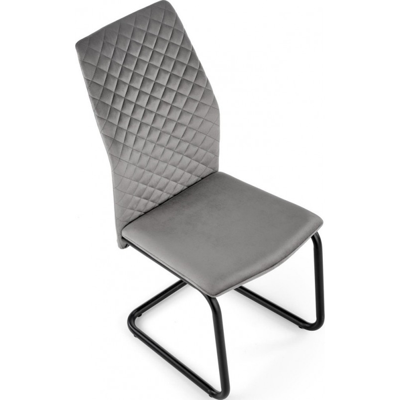 Nowoczesne krzesło welurowe na płozie K444 szare marki Halmar