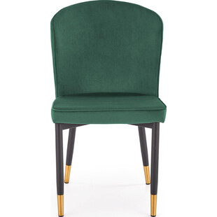 Krzesło welurowe ze złotymi nogami glamour K446 ciemno zielone marki Halmar