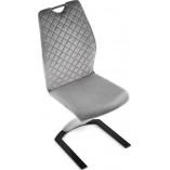 Krzesło welurowe nowoczesne na płozie K442 szare marki Halmar