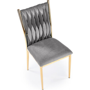 Krzesło welurowe na złotych nogach glamour K436 szare marki Halmar