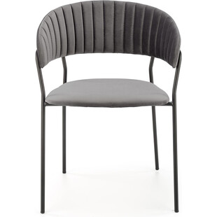 Krzesło welurowe muszelka z podłokietnikami K426 szare marki Halmar