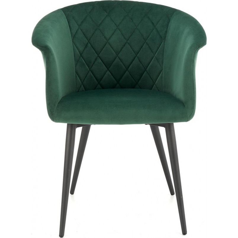Krzesło welurowe fotelowe z podłokietnikami K421 zielone marki Halmar