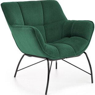 Wygodny fotel welurowy designerki Belton ciemny zielony marki Halmar