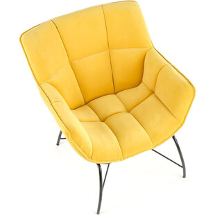 Wygodny fotel welurowy designerki Belton żółty marki Halmar