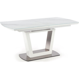 Nowoczesny stół rozkładany na jednej nodze Blanco 160x90 marmur/biały marki Halmar