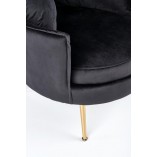 Fotel welurowy ze złotymi nogami i poduszkami Almond czarny marki Halmar