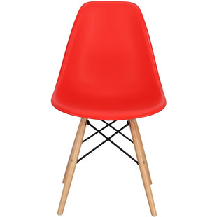 Krzesło z tworzywa P016W PP czerwony/buk marki D2.Design