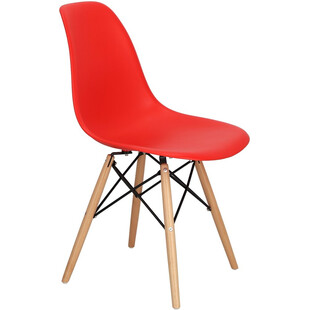 Krzesło z tworzywa P016W PP czerwony/buk marki D2.Design