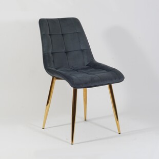 Krzesło welurowe pikowane na złotych nogach Chic Velvet Gold szare marki Signal