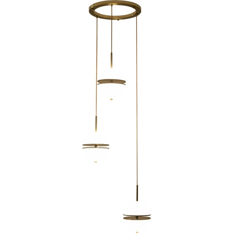 Lampa wisząca szklana potrójna nad stół Sfera III biało-złota marki Step Into Design