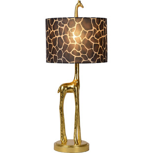 Lampa stołowa żyrafa z abażurem Miss Tall złoty mat/brązowy Lucide