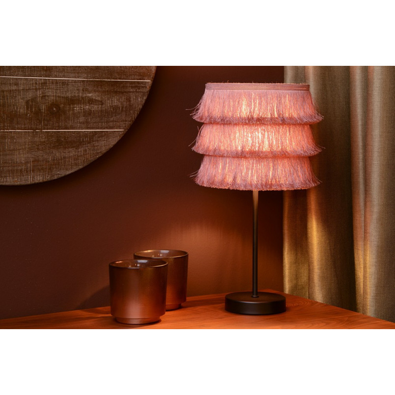 Lampa stołowa z frędzlami boho Togo różowa marki Lucide
