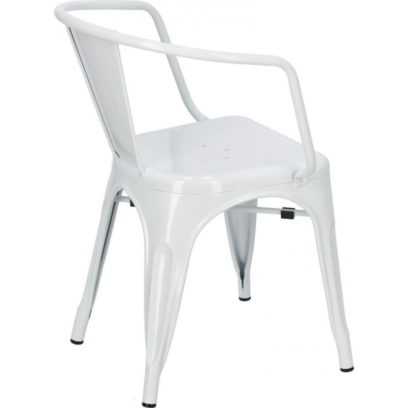 Krzesło metalowe z podłokietnikami Paris Arms białe marki D2.Design