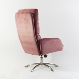 Fotel wypoczynkowy z podnóżkiem Monroe Velvet antyczny róż marki Signal