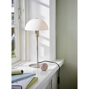 Lampa stołowa szklana Ellen opal/stal szczotkowana marki Nordlux