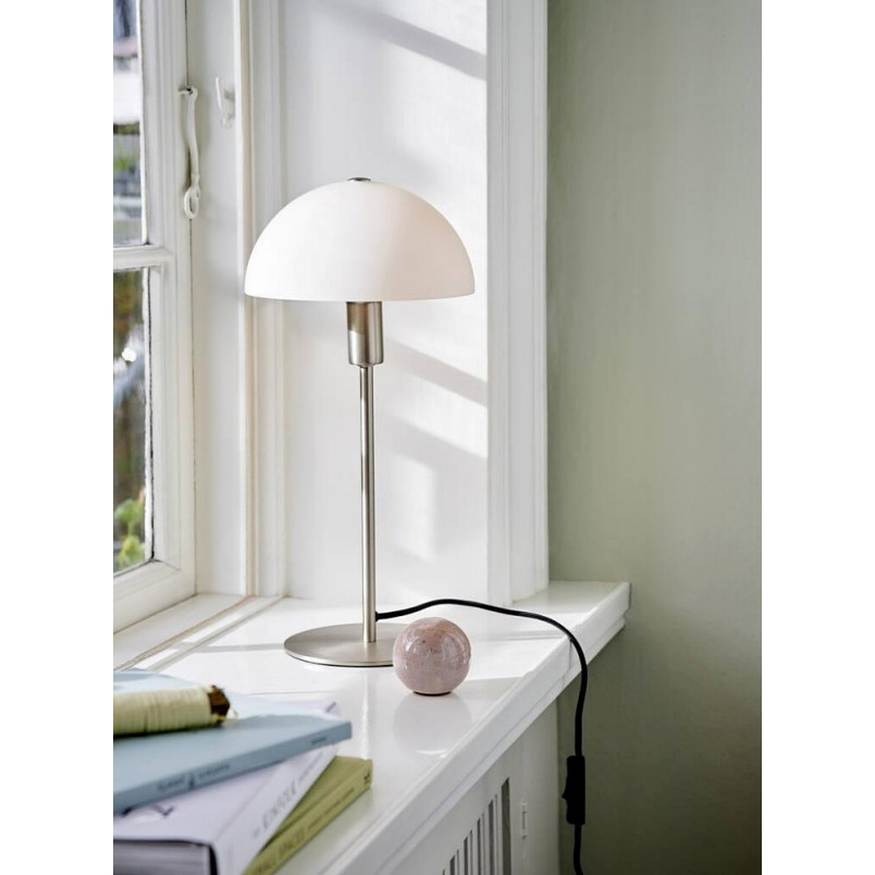 Lampa stołowa szklana Ellen opal/stal szczotkowana marki Nordlux