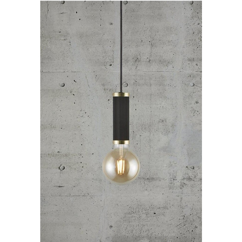 Lampa wisząca "żarówka" na kablu Galloway czarno-mosiężna marki Nordlux