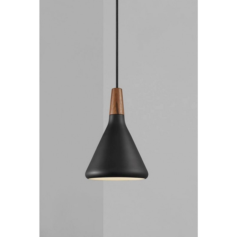 Lampa wisząca skandynawska z drewnem Nori 18 czarna marki DFTP