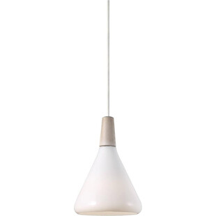Lampa wisząca szklana z drewnem Nori 18 biały opal marki DFTP