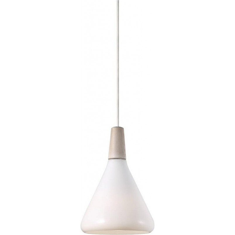 Lampa wisząca szklana z drewnem Nori 18 biały opal marki DFTP
