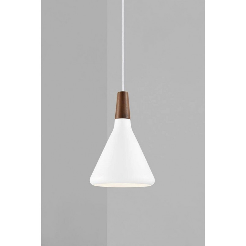 Lampa wisząca skandynawska z drewnem Nori 18 biała marki DFTP