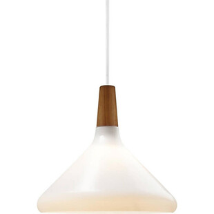 Lampa wisząca szklana z drewnem Nori 27 biały opal marki DFTP