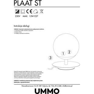 Lampa stołowa szklana kula Plaat biało-mosiężna marki Ummo