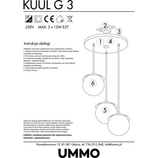 Lampa wisząca 3 szklane kule Kuul 30 biała marki Ummo