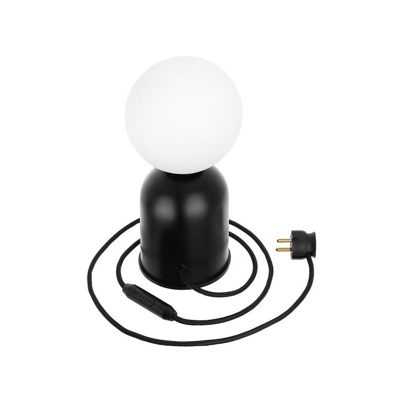Lampa stołowa szklana kula Luoti biało-czarna marki Ummo