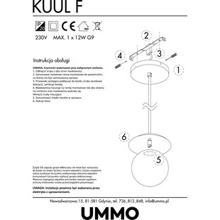 Lampa wisząca szklana kula Kuul 15 biała marki Ummo