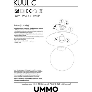 Plafon szklana kula Kuul 25 biało-czarny marki Ummo