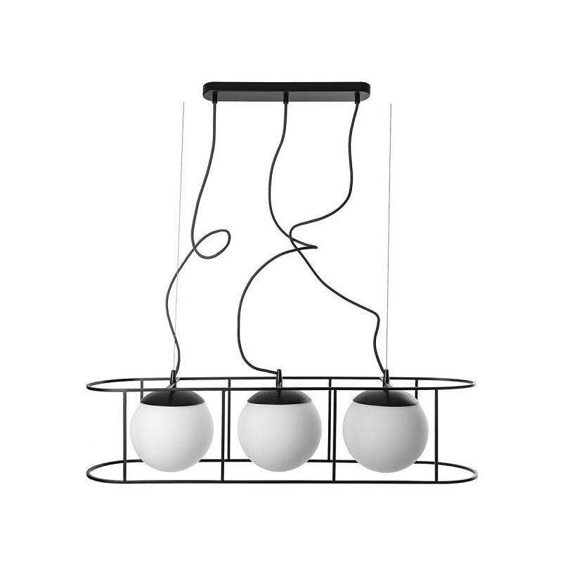Lampa wisząca szklane kule loft Kuglo 91 biało-czarna marki Ummo