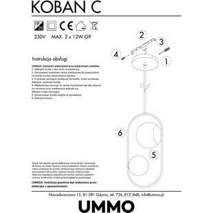 Lampa wisząca szklane kule Koban C 28 biało-czarna marki Ummo