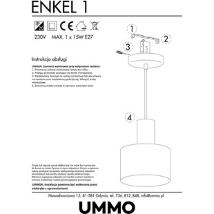 Lampa wisząca loft Enkel 17 biała marki Ummo