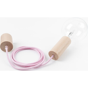 Lampa drewniana wisząca żarówka na kablu Loft Eco Line B 4,8cm różowy kwarc Kolorowe kable