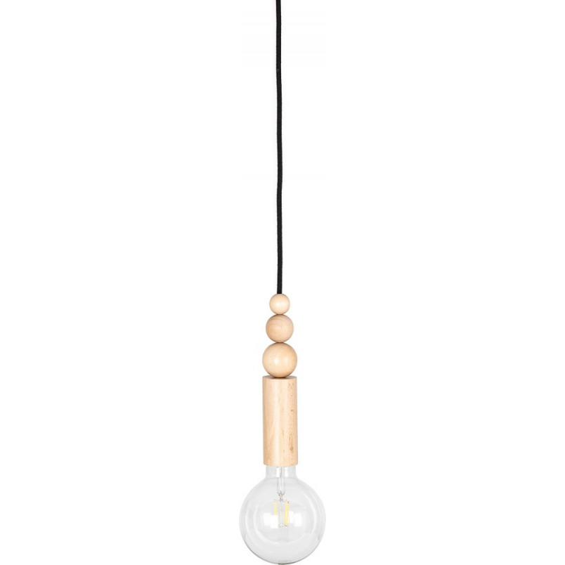 Lampa drewniana wisząca z czarnym przewodem Loft Rullo 5cm Kolorowe kable