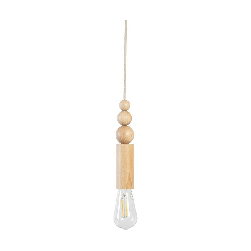 Lampa drewniana wisząca z lnianym przewodem Loft Rullo 5cm Kolorowe kable