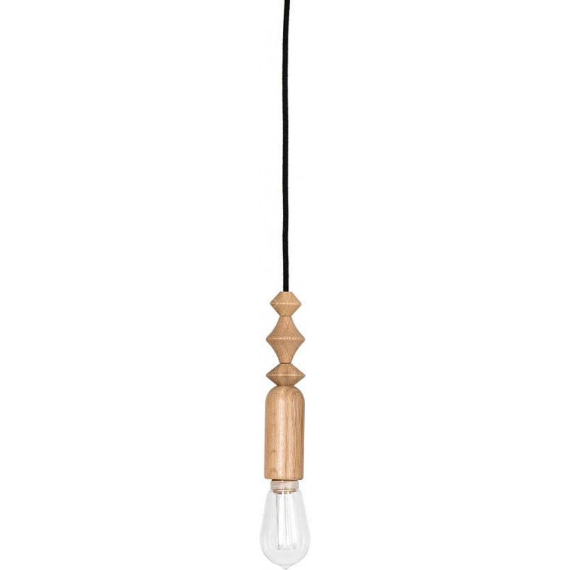 Lampa drewniana wisząca z czarnym przewodem Loft Tammi 5cm Kolorowe kable